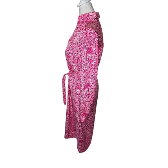 Vintage 70s Schrader Sport Petite Pink Shirt Dress, Paisley Midi Dress Sz 6 - Picture 5 of 8